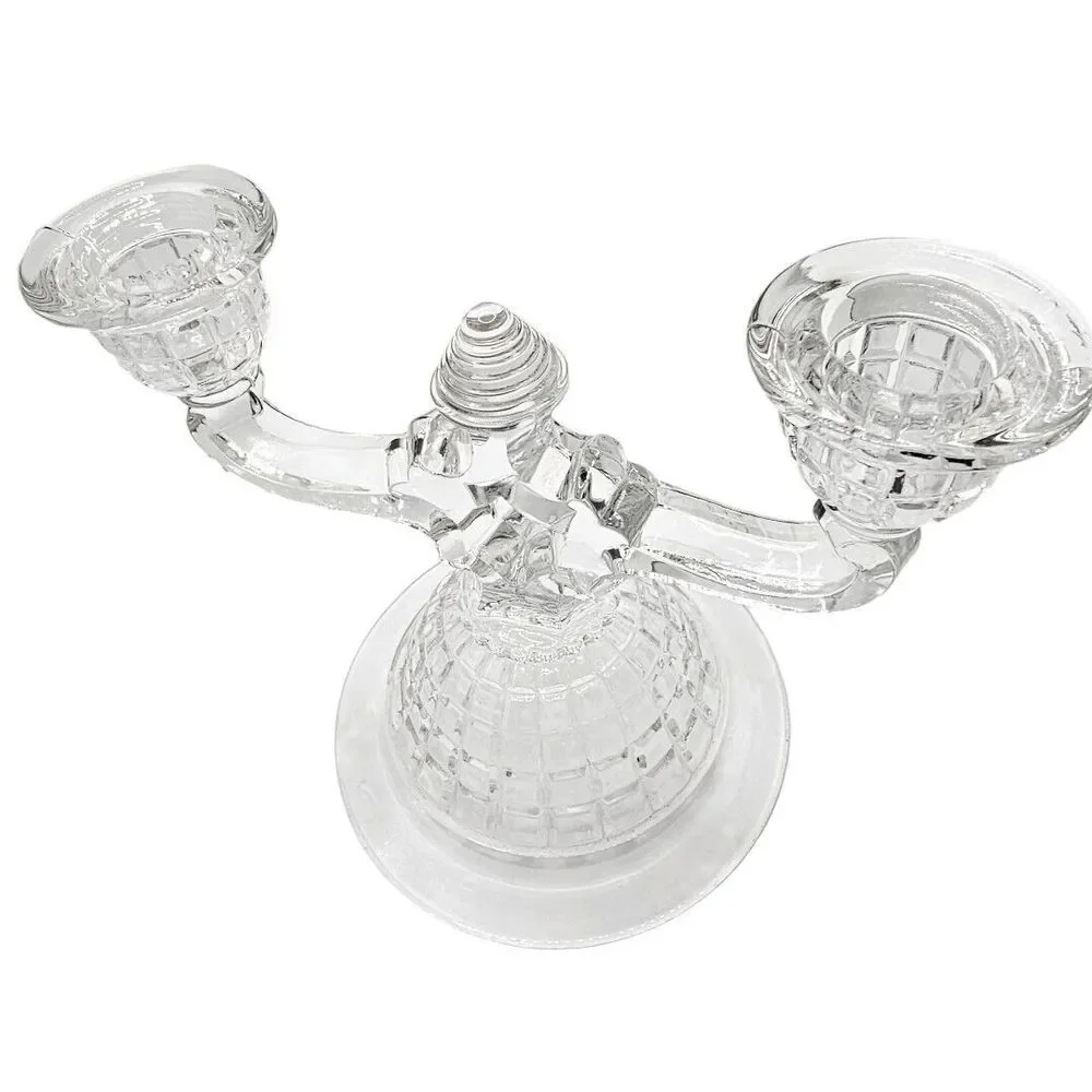 Victorian Clear by Heisey Double Taper Candlestick - Vintage MCM‎ Home Decor
